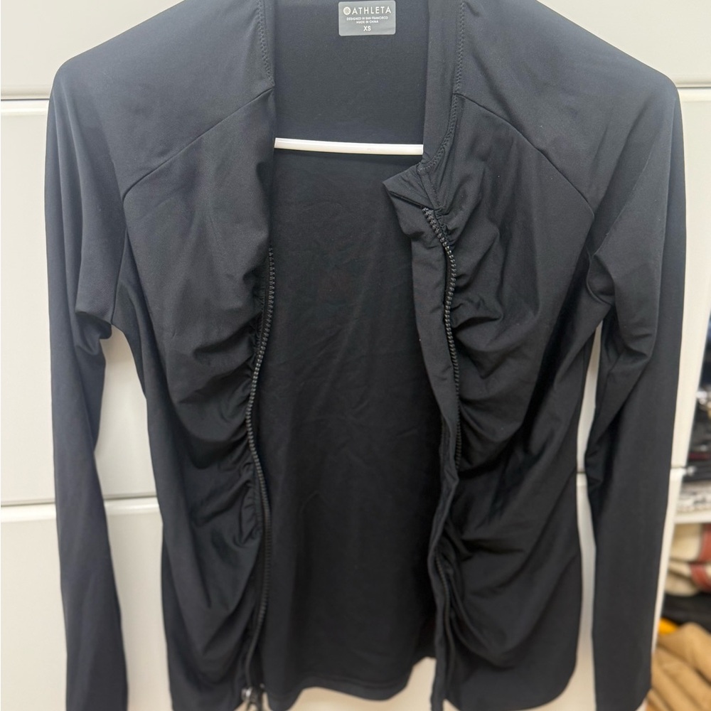 Athleta Black Gathered Front Jacket